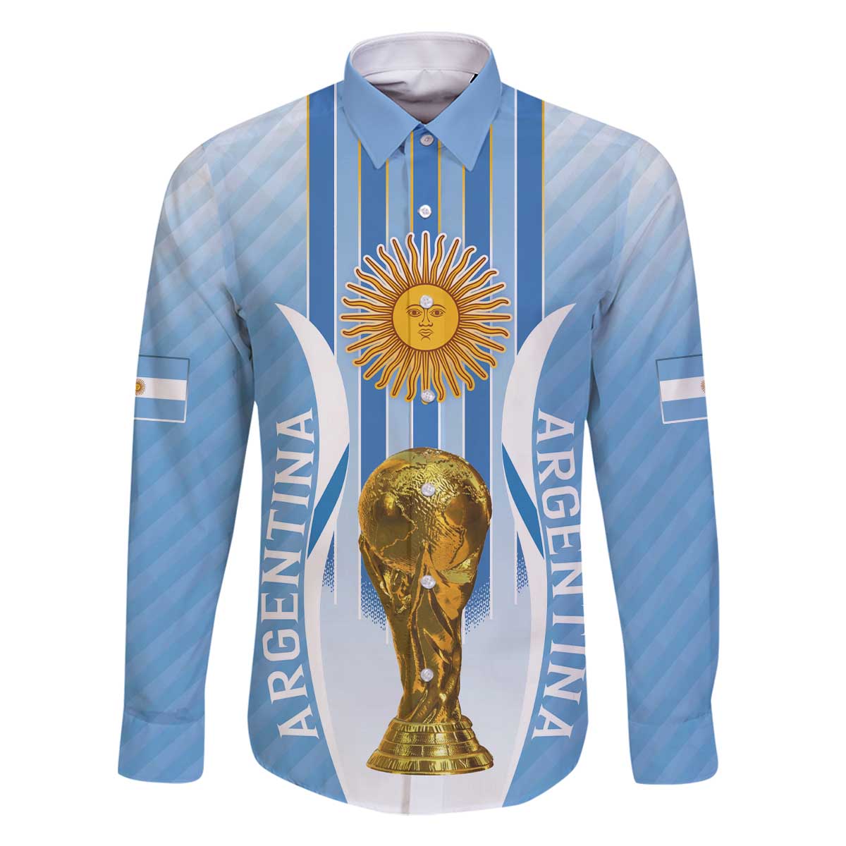 Custom Argentina Football Family Matching Off Shoulder Short Dress and Hawaiian Shirt The Trophy Vamos La Albiceleste - Wonder Print Shop