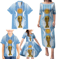 Custom Argentina Football Family Matching Puletasi and Hawaiian Shirt The Trophy Vamos La Albiceleste - Wonder Print Shop