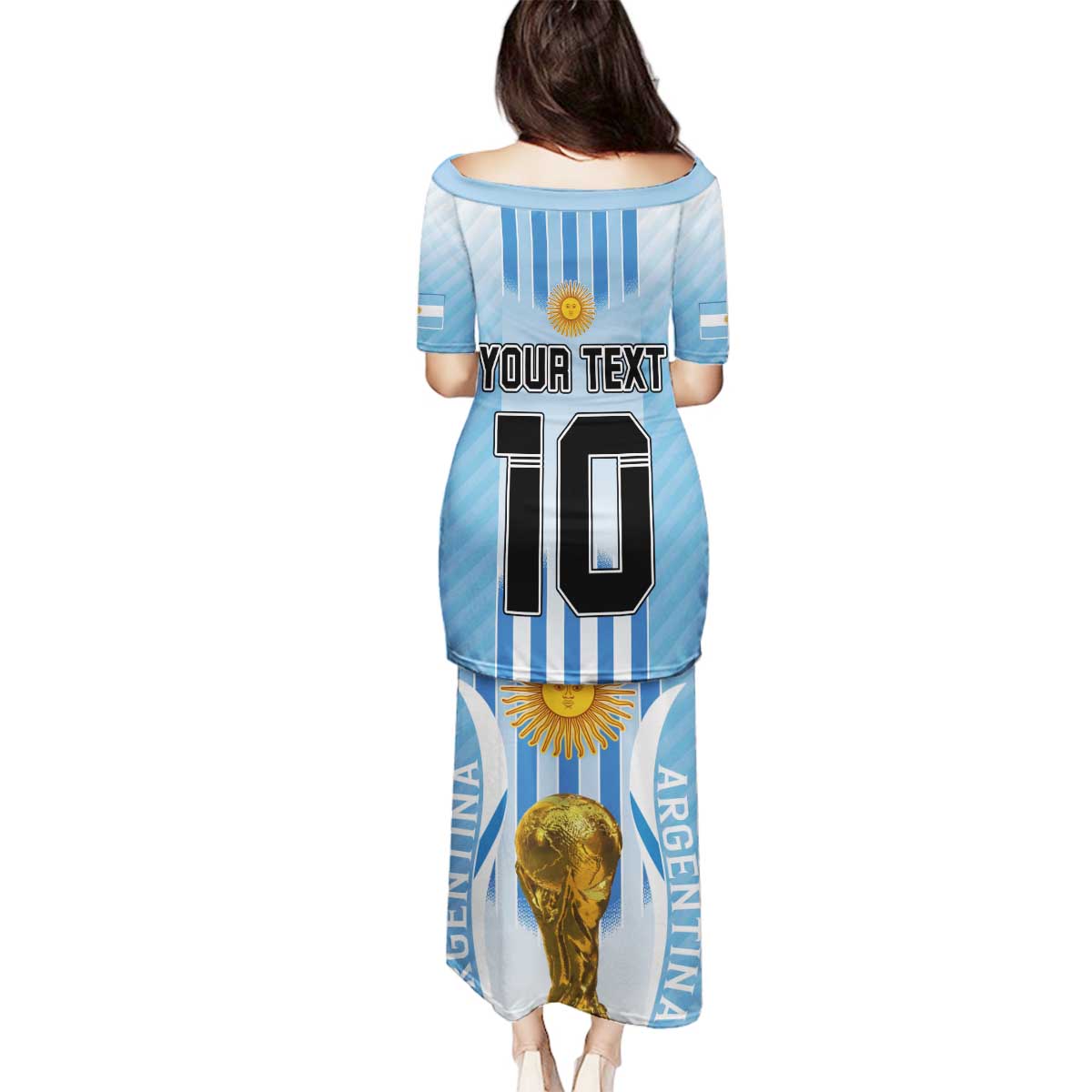 Custom Argentina Football Family Matching Puletasi and Hawaiian Shirt The Trophy Vamos La Albiceleste - Wonder Print Shop