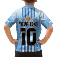 Custom Argentina Football Family Matching Short Sleeve Bodycon Dress and Hawaiian Shirt The Trophy Vamos La Albiceleste - Wonder Print Shop