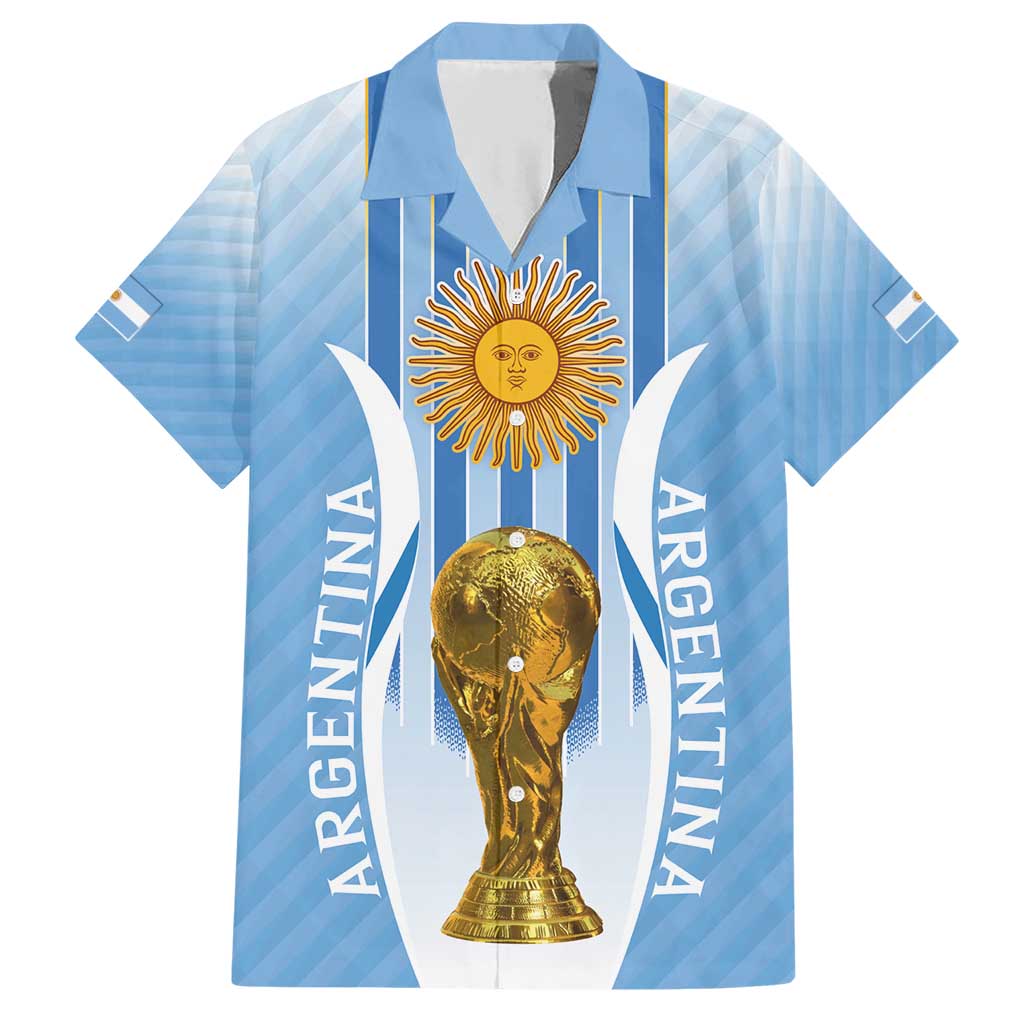Custom Argentina Football Family Matching Short Sleeve Bodycon Dress and Hawaiian Shirt The Trophy Vamos La Albiceleste - Wonder Print Shop