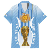 Custom Argentina Football Family Matching Short Sleeve Bodycon Dress and Hawaiian Shirt The Trophy Vamos La Albiceleste - Wonder Print Shop