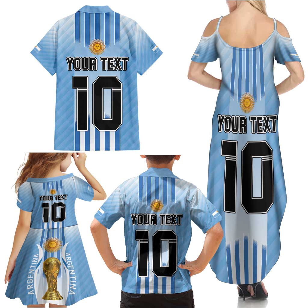 Custom Argentina Football Family Matching Summer Maxi Dress and Hawaiian Shirt The Trophy Vamos La Albiceleste - Wonder Print Shop