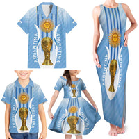 Custom Argentina Football Family Matching Tank Maxi Dress and Hawaiian Shirt The Trophy Vamos La Albiceleste - Wonder Print Shop