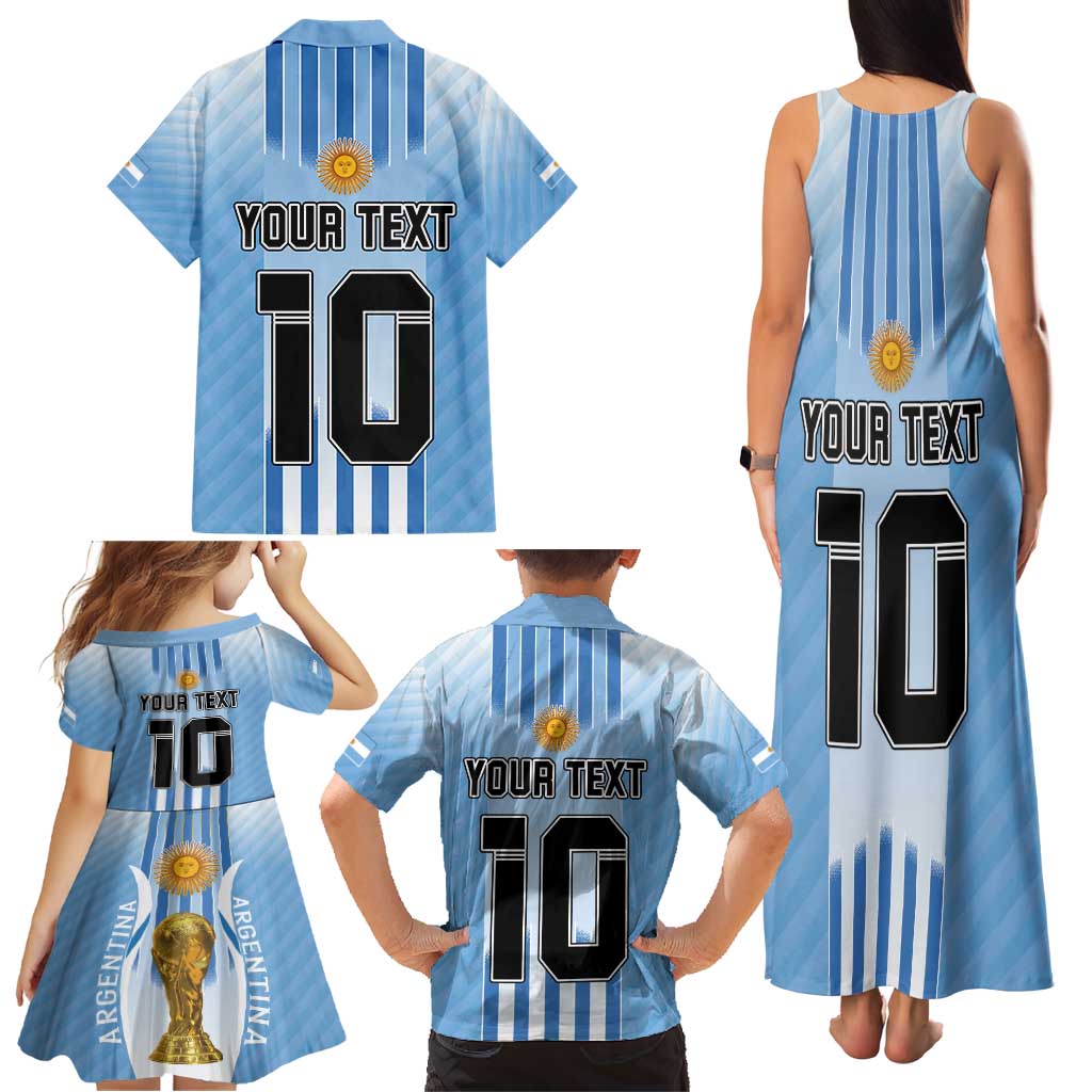 Custom Argentina Football Family Matching Tank Maxi Dress and Hawaiian Shirt The Trophy Vamos La Albiceleste - Wonder Print Shop