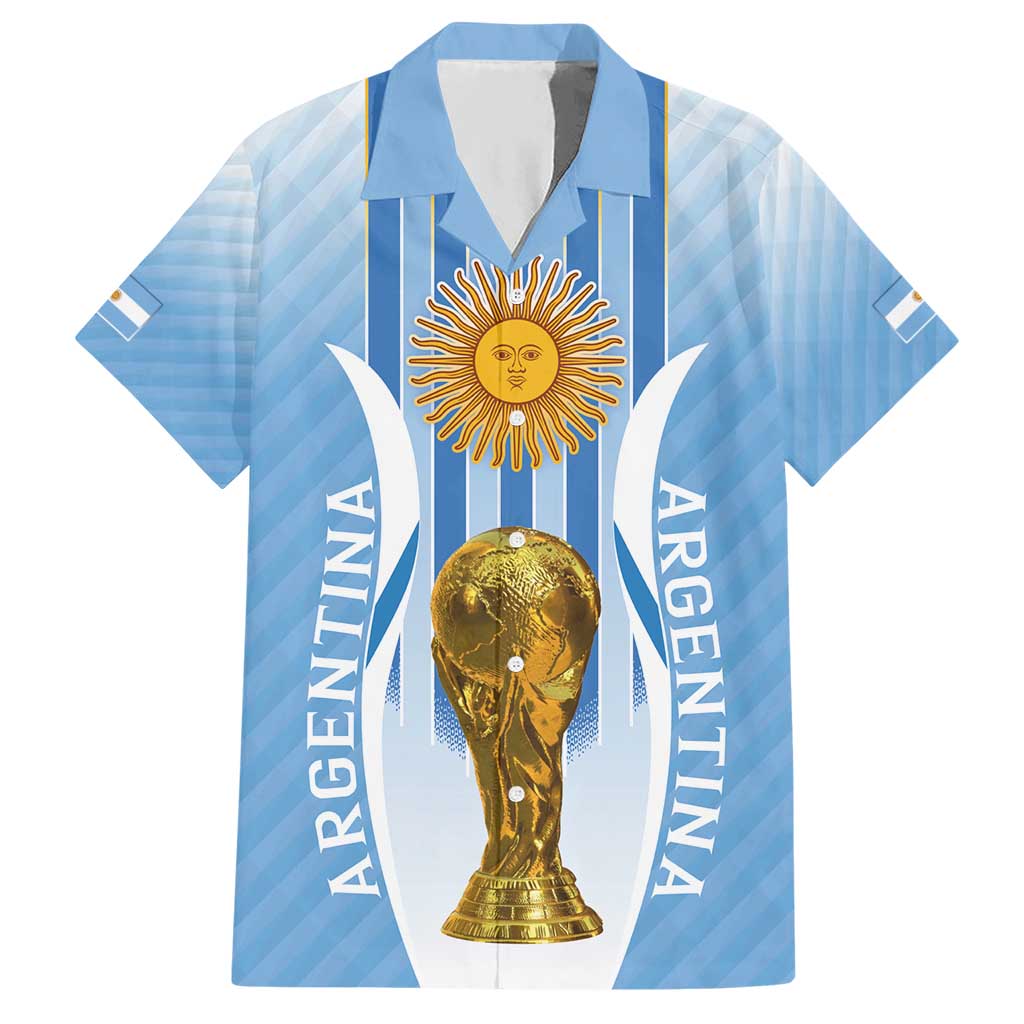 Custom Argentina Football Hawaiian Shirt The Trophy Vamos La Albiceleste - Wonder Print Shop
