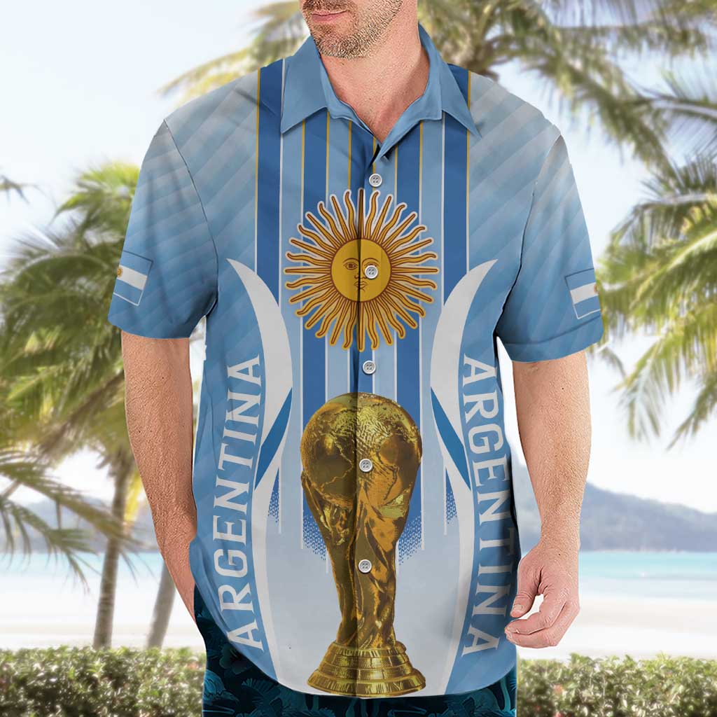Custom Argentina Football Hawaiian Shirt The Trophy Vamos La Albiceleste - Wonder Print Shop