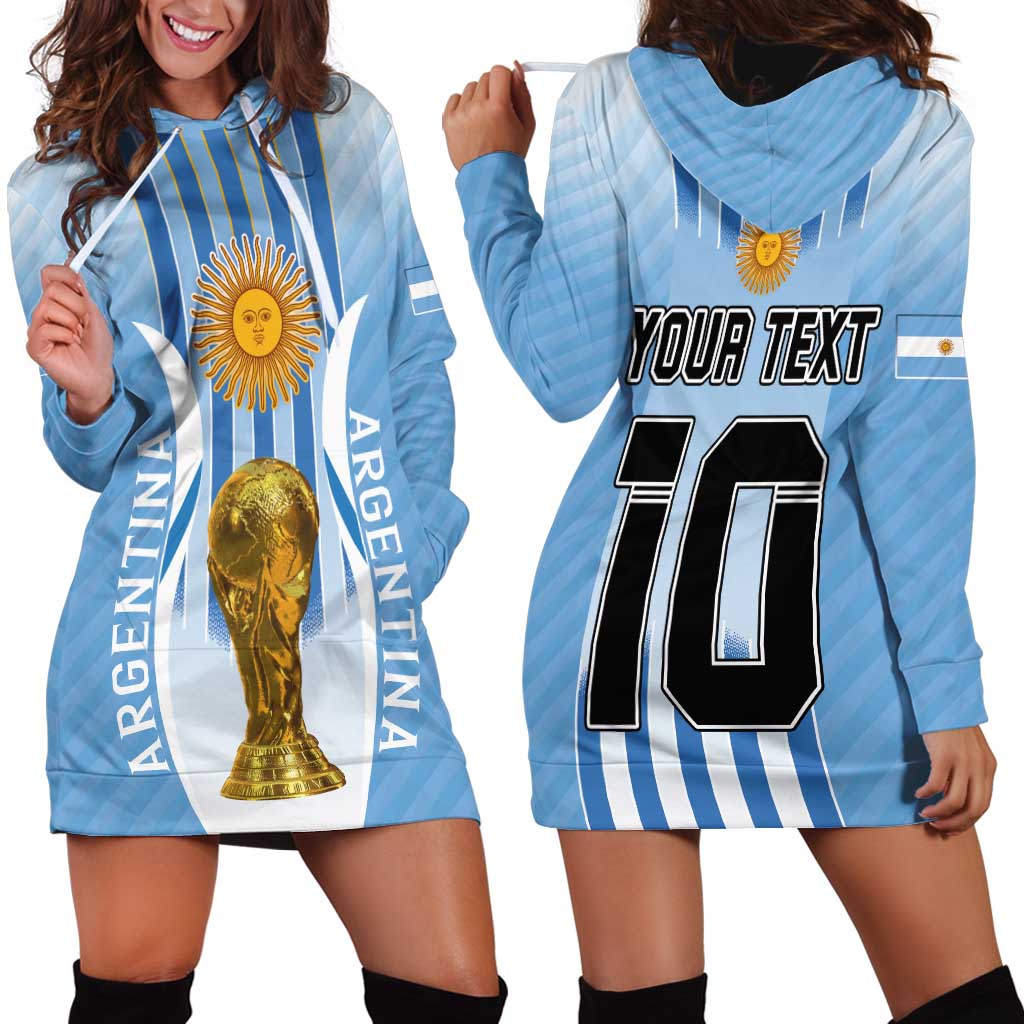 Custom Argentina Football Hoodie Dress The Trophy Vamos La Albiceleste - Wonder Print Shop