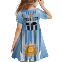 Custom Argentina Football Kid Short Sleeve Dress The Trophy Vamos La Albiceleste - Wonder Print Shop