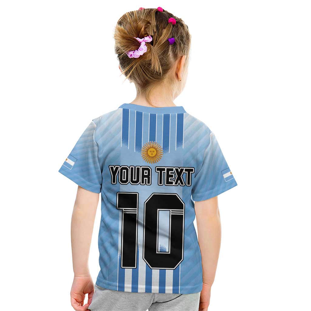 Custom Argentina Football Kid T Shirt The Trophy Vamos La Albiceleste - Wonder Print Shop