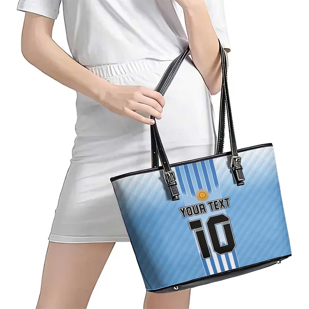Custom Argentina Football Leather Tote Bag The Trophy Vamos La Albiceleste - Wonder Print Shop