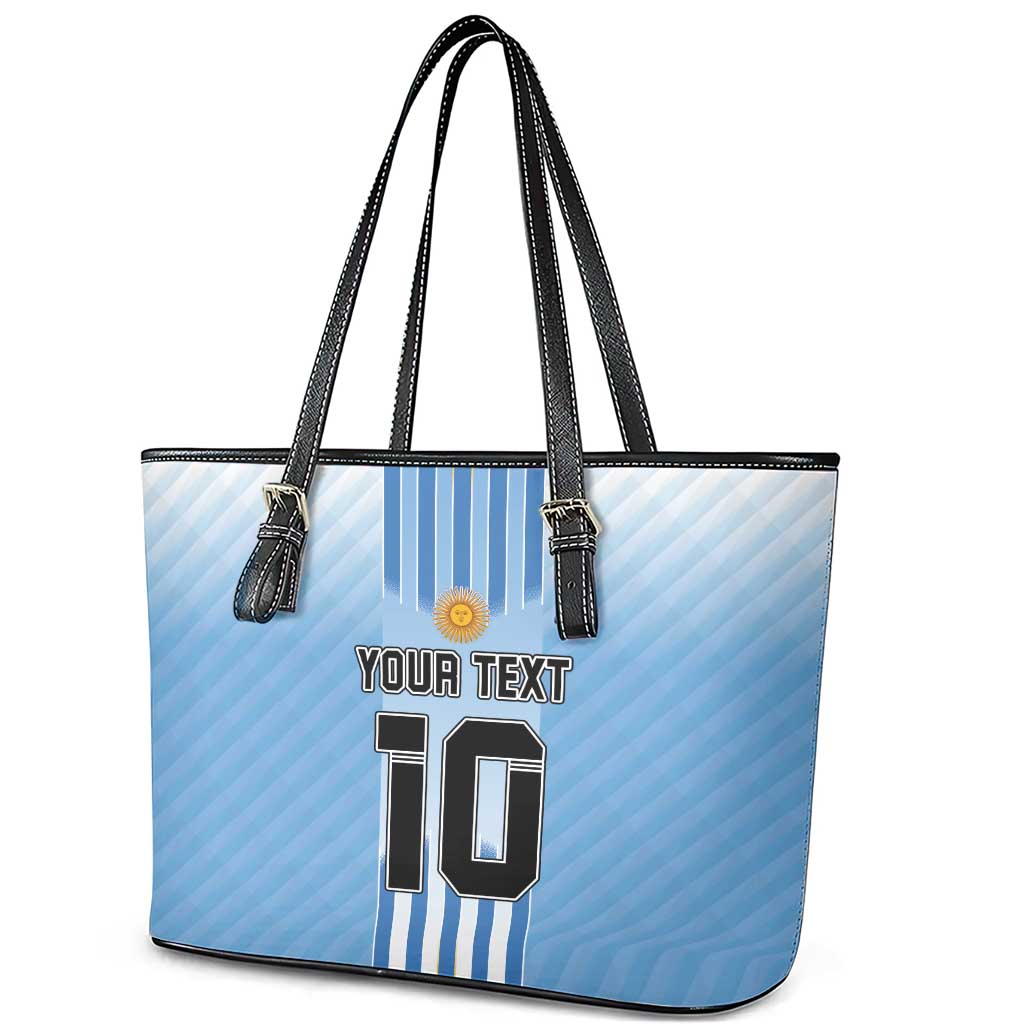 Custom Argentina Football Leather Tote Bag The Trophy Vamos La Albiceleste - Wonder Print Shop