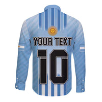 Custom Argentina Football Long Sleeve Button Shirt The Trophy Vamos La Albiceleste - Wonder Print Shop