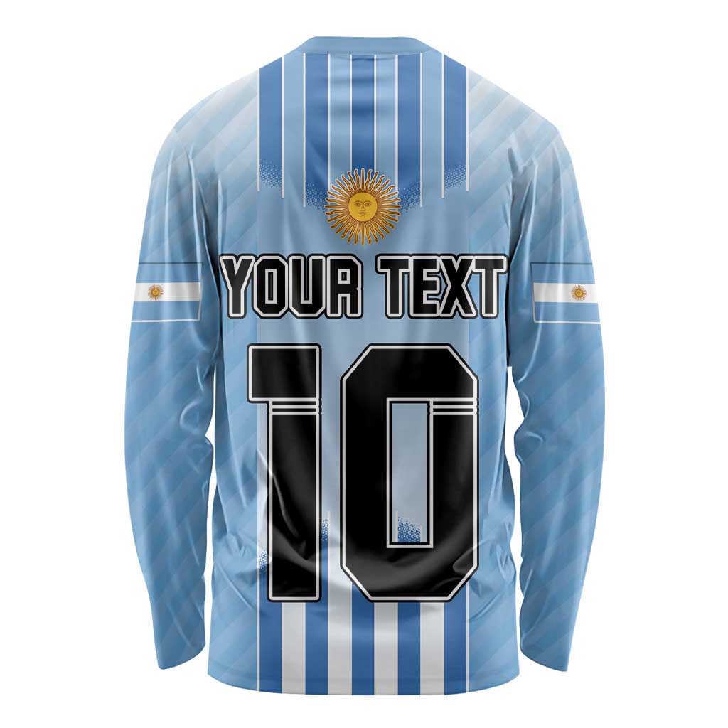 Custom Argentina Football Long Sleeve Shirt The Trophy Vamos La Albiceleste - Wonder Print Shop