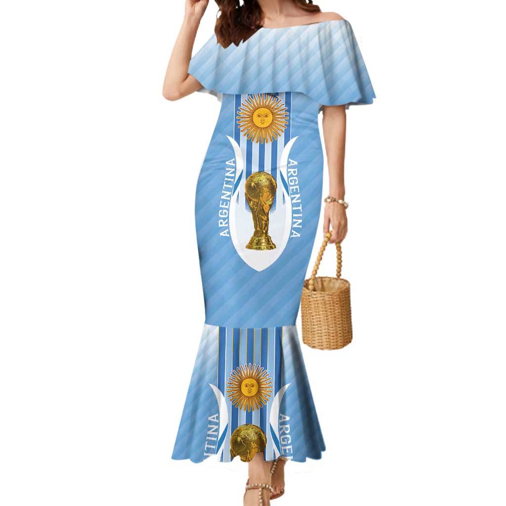 Custom Argentina Football Mermaid Dress The Trophy Vamos La Albiceleste - Wonder Print Shop