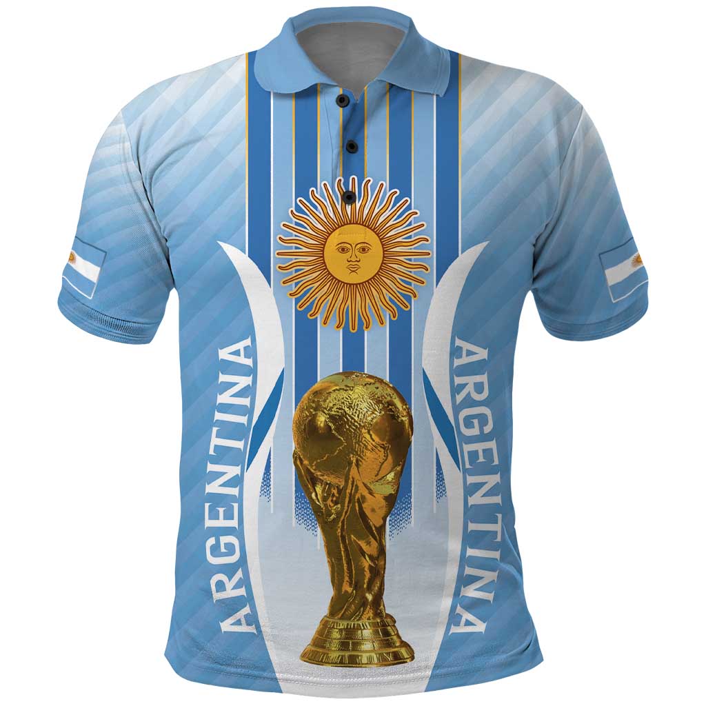 Custom Argentina Football Polo Shirt The Trophy Vamos La Albiceleste - Wonder Print Shop