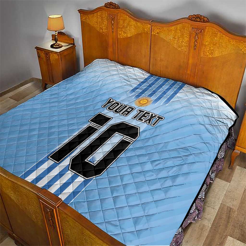 Custom Argentina Football Quilt The Trophy Vamos La Albiceleste - Wonder Print Shop
