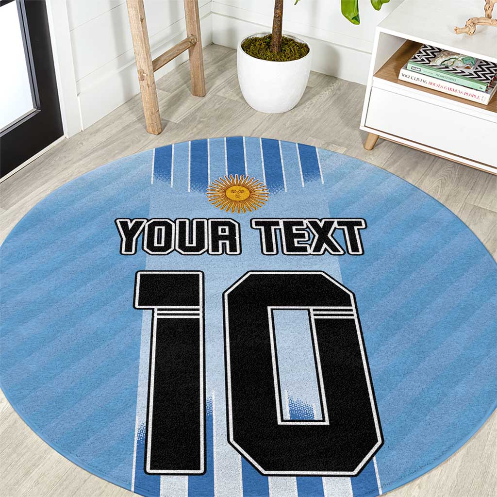 Custom Argentina Football Round Carpet The Trophy Vamos La Albiceleste
