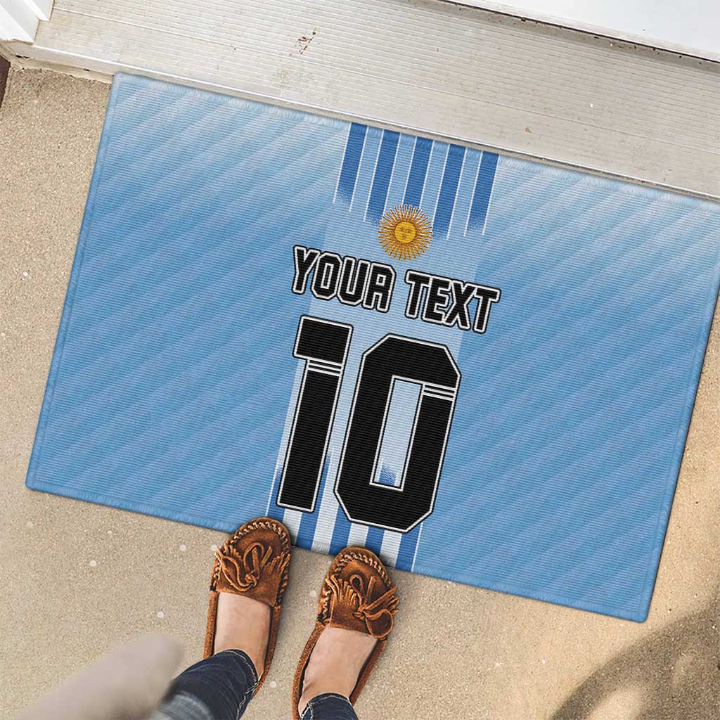 Custom Argentina Football Rubber Doormat The Trophy Vamos La Albiceleste - Wonder Print Shop