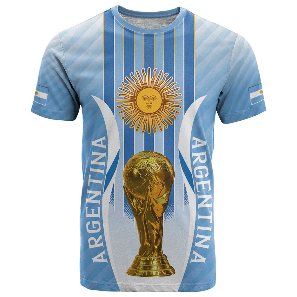 Custom Argentina Football T Shirt The Trophy Vamos La Albiceleste - Wonder Print Shop
