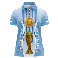 Custom Argentina Football Women Polo Shirt The Trophy Vamos La Albiceleste - Wonder Print Shop