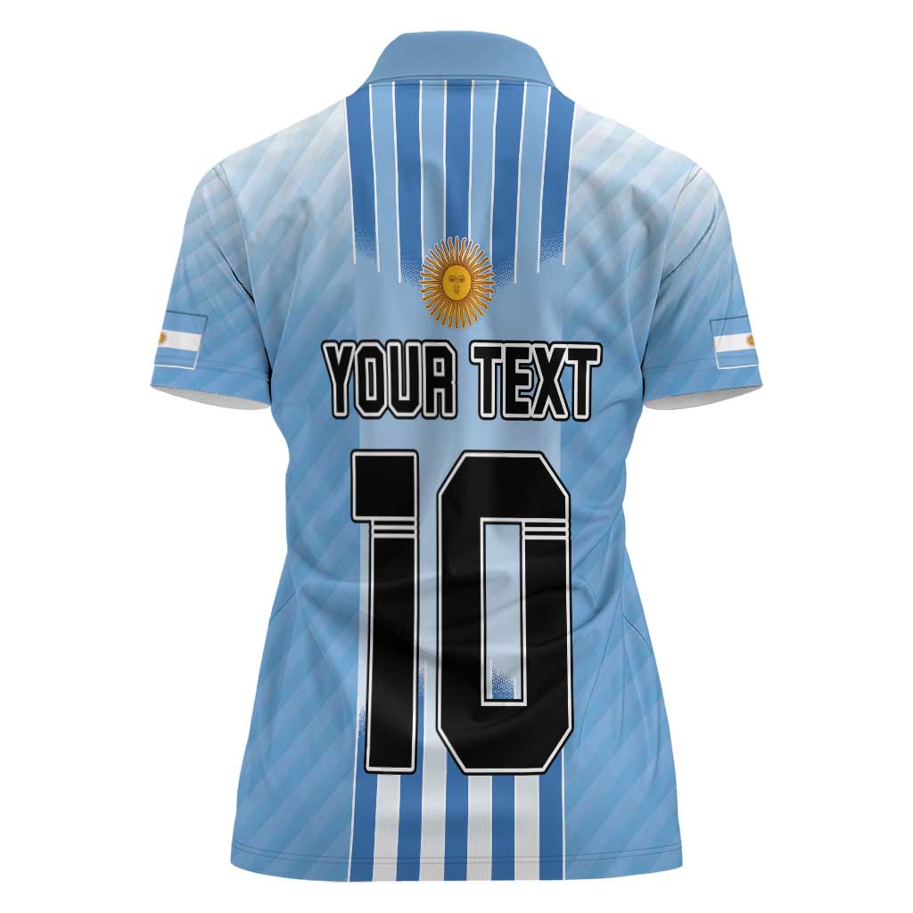 Custom Argentina Football Women Polo Shirt The Trophy Vamos La Albiceleste - Wonder Print Shop