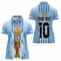 Custom Argentina Football Women Polo Shirt The Trophy Vamos La Albiceleste - Wonder Print Shop