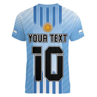 Custom Argentina Football Women V-Neck T-Shirt The Trophy Vamos La Albiceleste - Wonder Print Shop