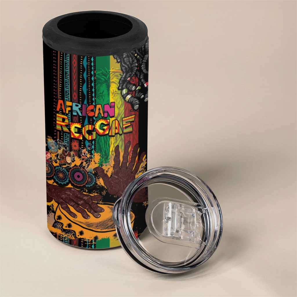 Afro-Caribbean 4 in 1 Can Cooler Tumbler African and Reggae Art Music - Wonder Print Shop