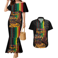 Afro-Caribbean Couples Matching Mermaid Dress and Hawaiian Shirt African and Reggae Art Music - Wonder Print Shop