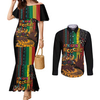 Afro-Caribbean Couples Matching Mermaid Dress and Long Sleeve Button Shirt African and Reggae Art Music - Wonder Print Shop