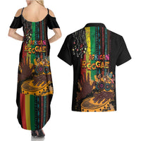 Afro-Caribbean Couples Matching Summer Maxi Dress and Hawaiian Shirt African and Reggae Art Music - Wonder Print Shop