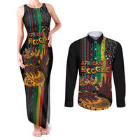 Afro-Caribbean Couples Matching Tank Maxi Dress and Long Sleeve Button Shirt African and Reggae Art Music - Wonder Print Shop