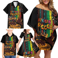 Afro-Caribbean Family Matching Off Shoulder Short Dress and Hawaiian Shirt African and Reggae Art Music - Wonder Print Shop