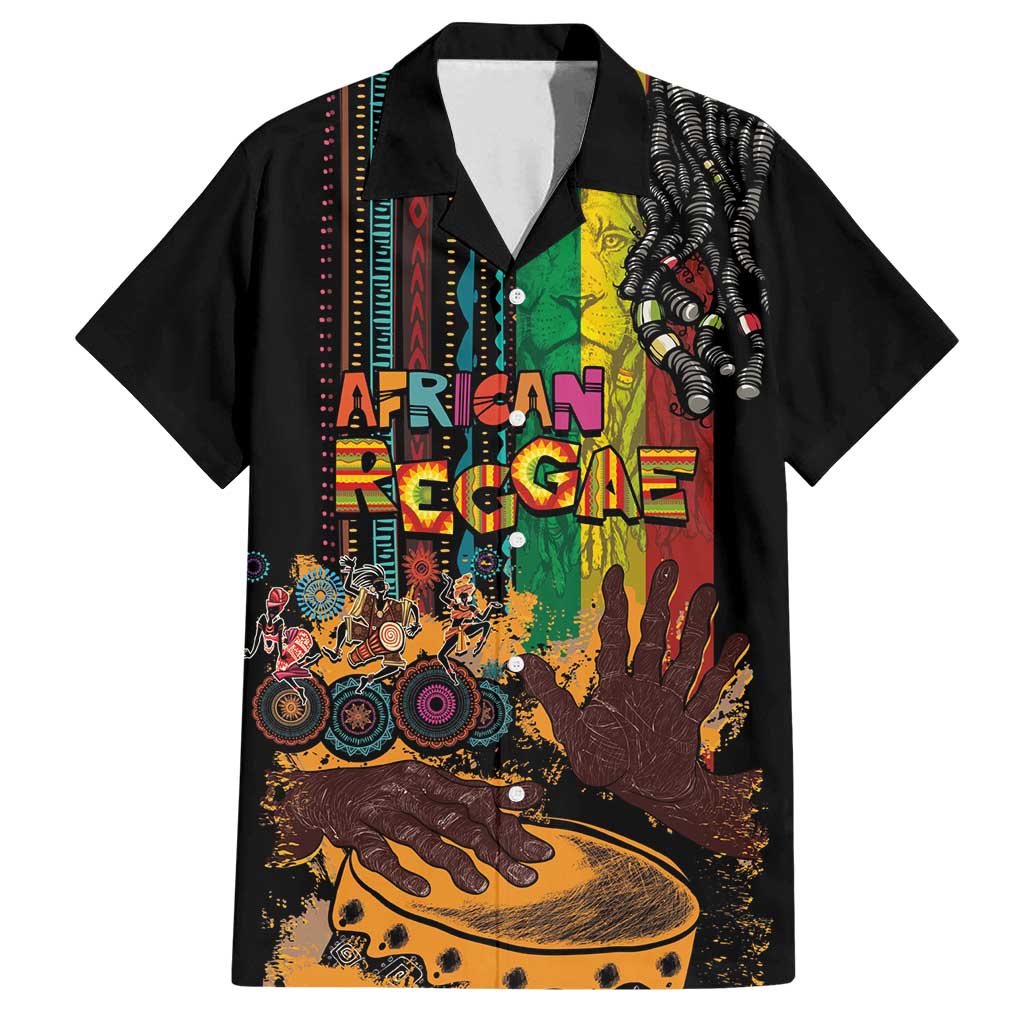 Afro-Caribbean Family Matching Off Shoulder Short Dress and Hawaiian Shirt African and Reggae Art Music - Wonder Print Shop