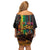 Afro-Caribbean Family Matching Off Shoulder Short Dress and Hawaiian Shirt African and Reggae Art Music - Wonder Print Shop