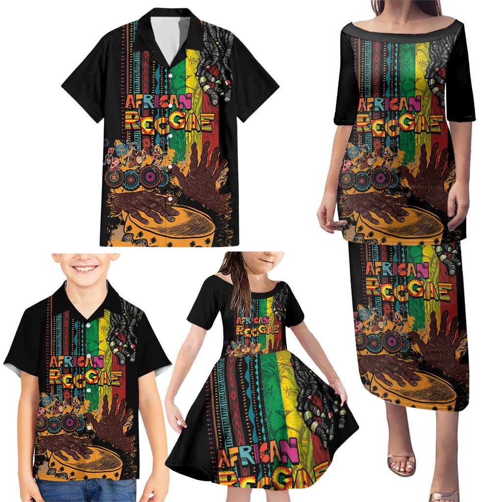 Afro-Caribbean Family Matching Puletasi and Hawaiian Shirt African and Reggae Art Music - Wonder Print Shop
