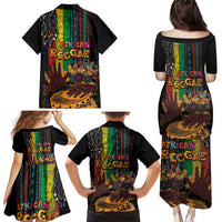 Afro-Caribbean Family Matching Puletasi and Hawaiian Shirt African and Reggae Art Music - Wonder Print Shop