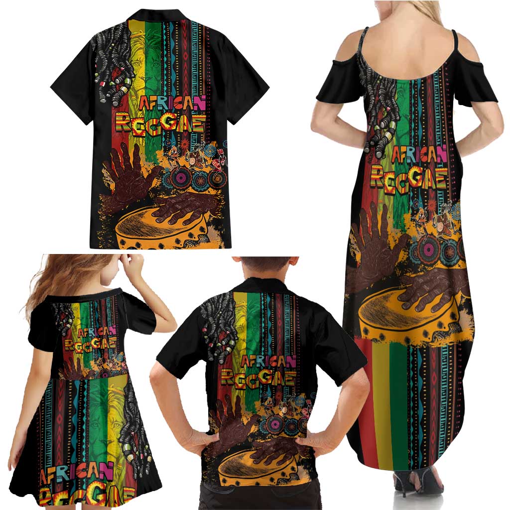 Afro-Caribbean Family Matching Summer Maxi Dress and Hawaiian Shirt African and Reggae Art Music - Wonder Print Shop