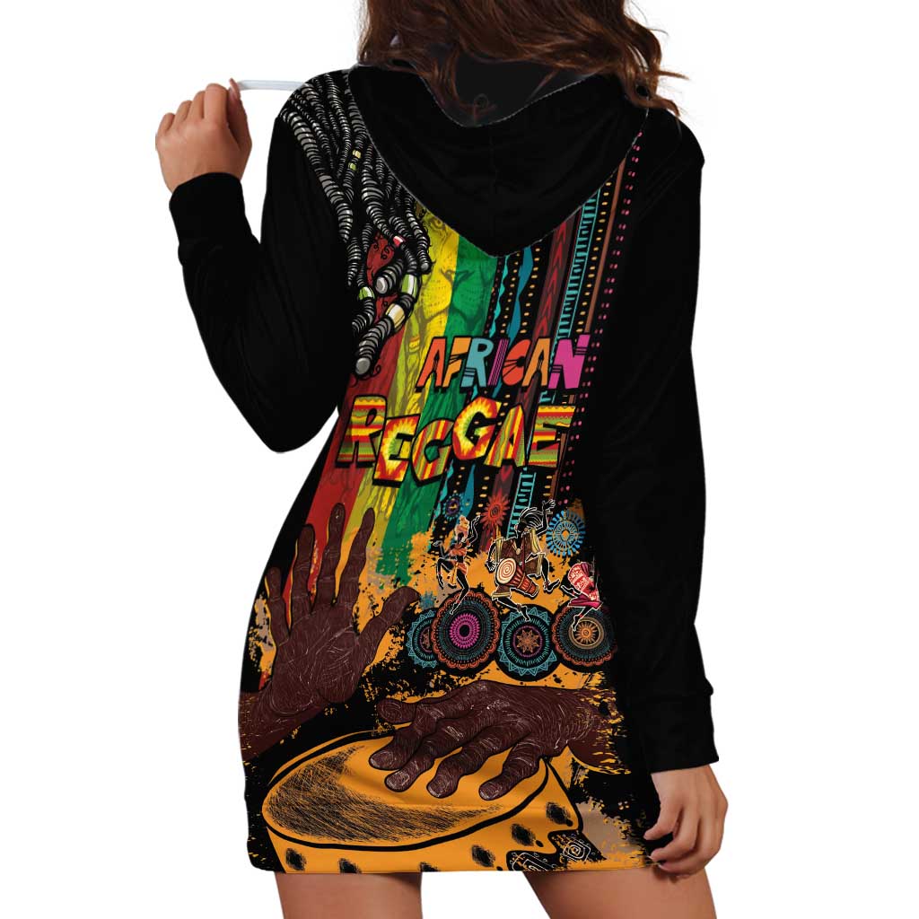 Afro-Caribbean Hoodie Dress African and Reggae Art Music - Wonder Print Shop