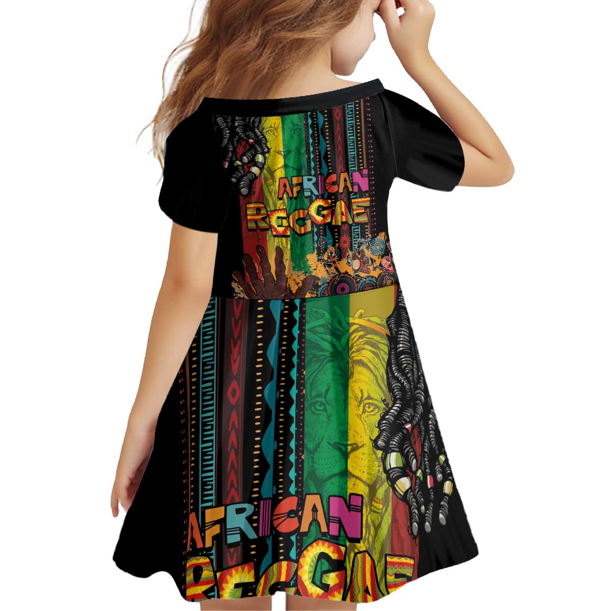 Afro-Caribbean Kid Short Sleeve Dress African and Reggae Art Music - Wonder Print Shop