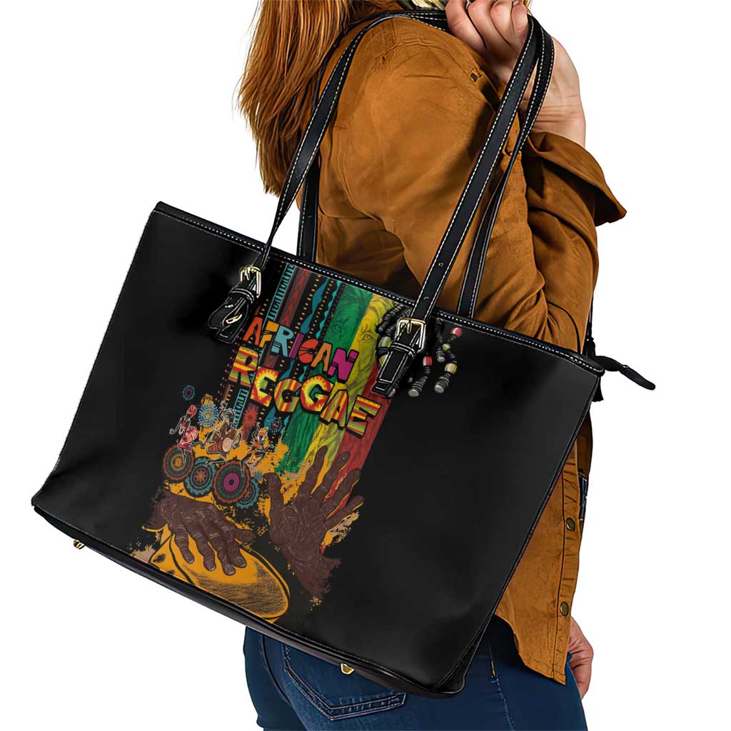 Afro-Caribbean Leather Tote Bag African and Reggae Art Music - Wonder Print Shop