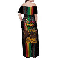 Afro-Caribbean Off Shoulder Maxi Dress African and Reggae Art Music - Wonder Print Shop