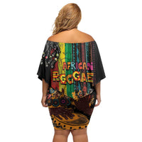 Afro-Caribbean Off Shoulder Short Dress African and Reggae Art Music - Wonder Print Shop