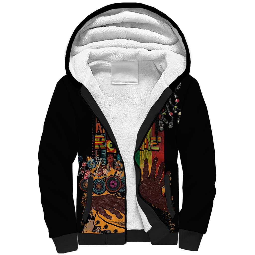 Afro-Caribbean Sherpa Hoodie African and Reggae Art Music - Wonder Print Shop