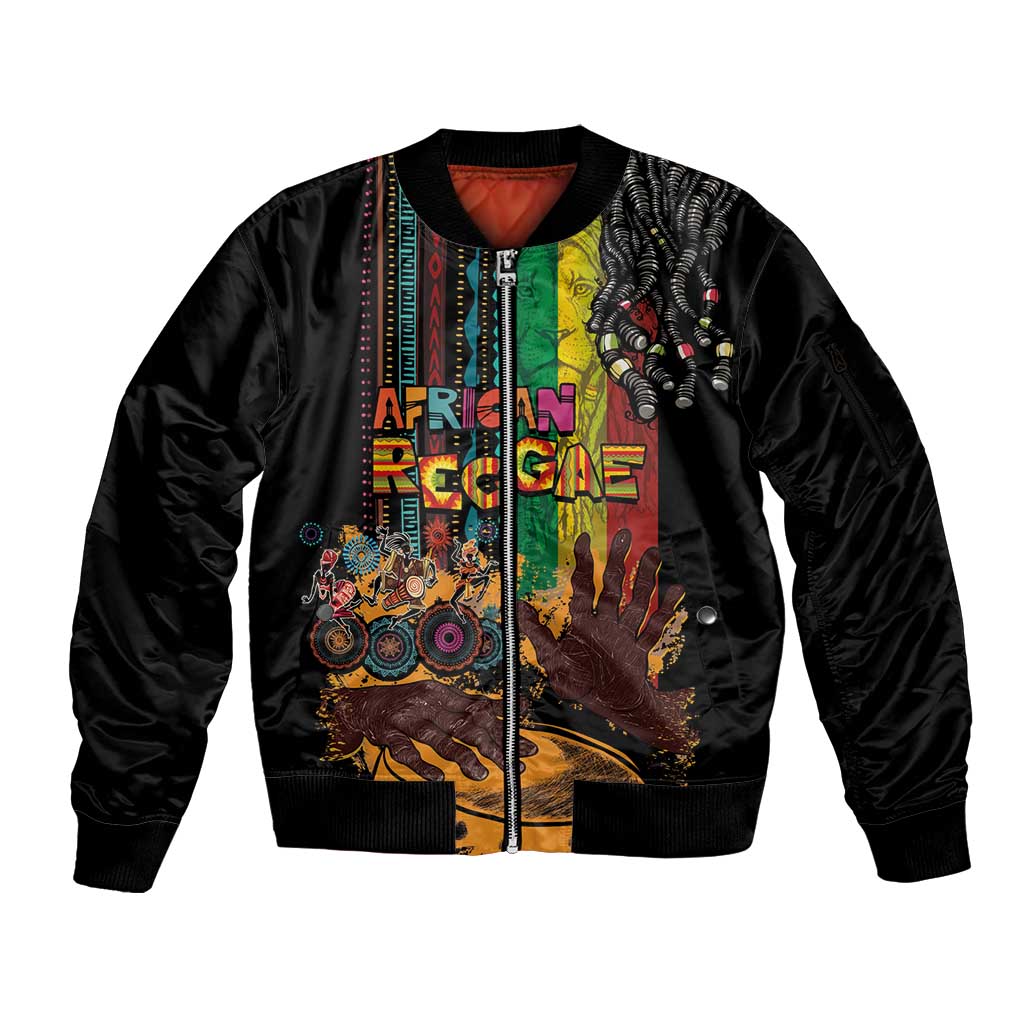Afro-Caribbean Sleeve Zip Bomber Jacket African and Reggae Art Music - Wonder Print Shop