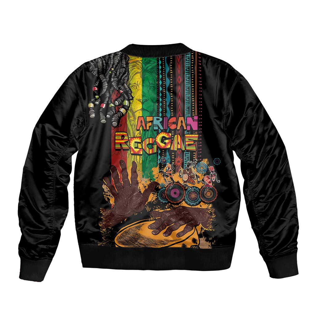 Afro-Caribbean Sleeve Zip Bomber Jacket African and Reggae Art Music - Wonder Print Shop