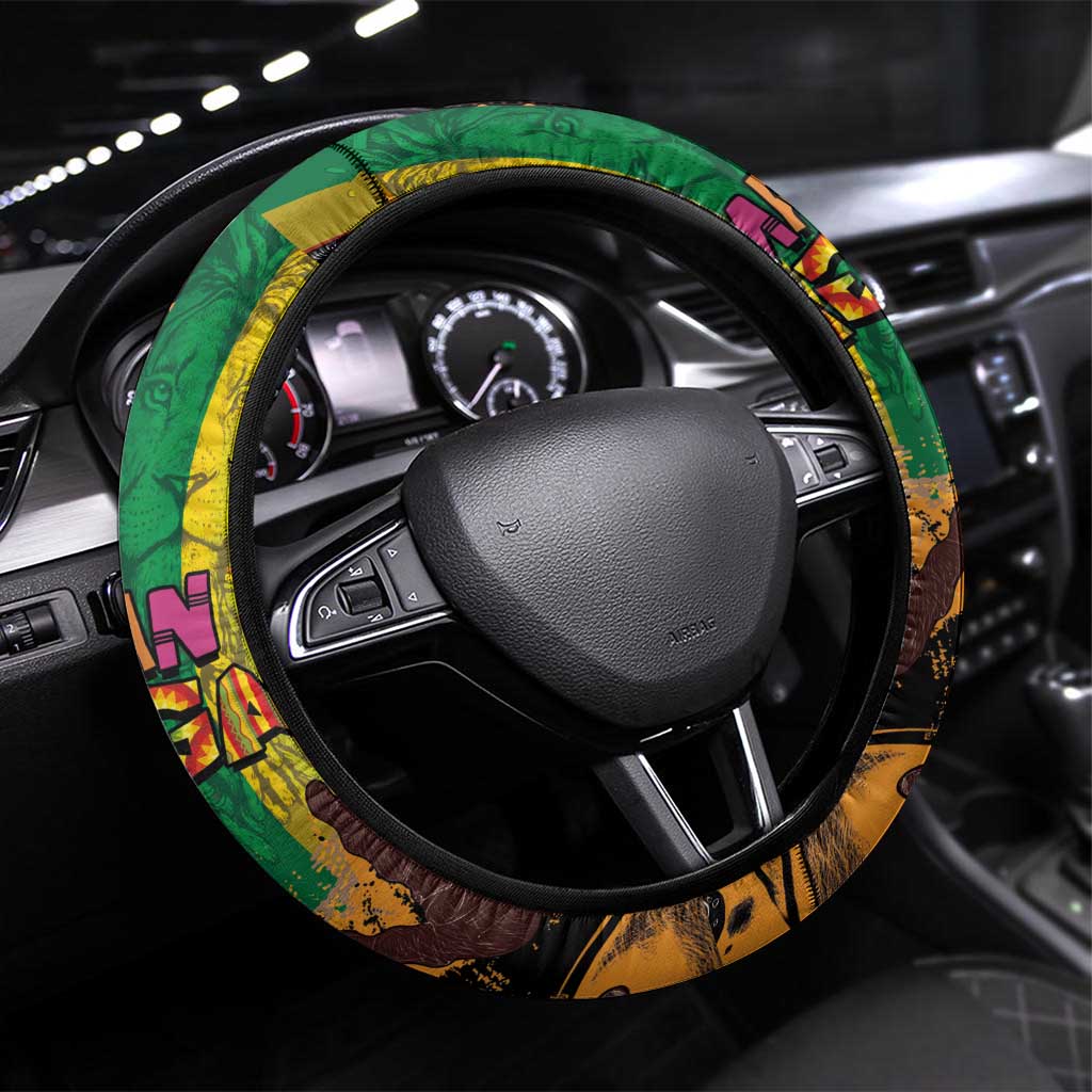 Afro-Caribbean Steering Wheel Cover African and Reggae Art Music - Wonder Print Shop