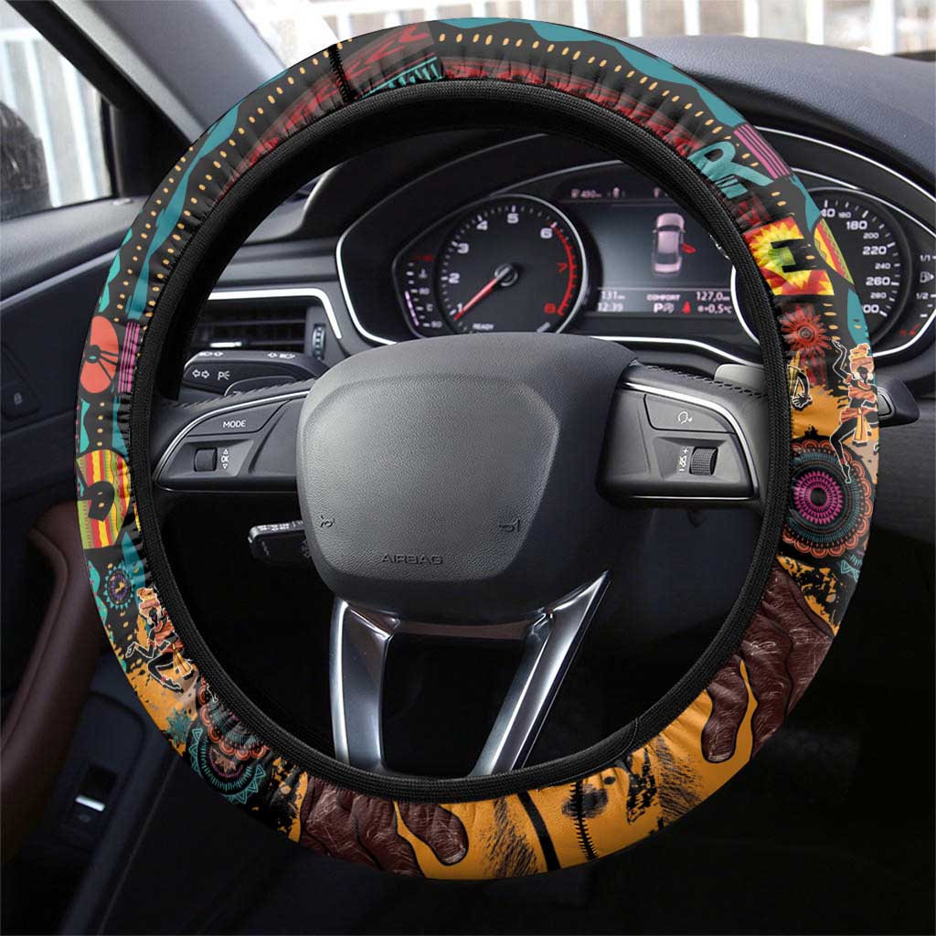 Afro-Caribbean Steering Wheel Cover African and Reggae Art Music - Wonder Print Shop