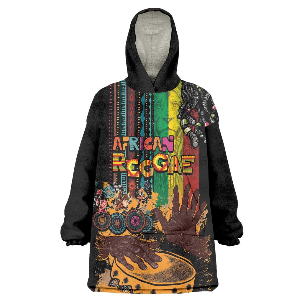 Afro-Caribbean Wearable Blanket Hoodie African and Reggae Art Music - Wonder Print Shop